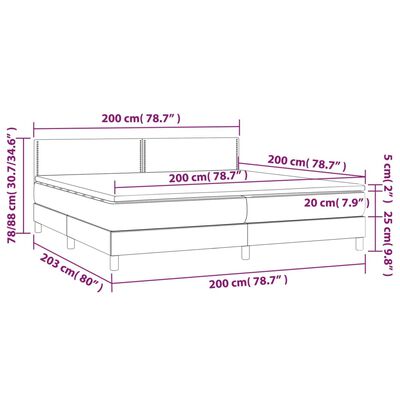 vidaXL Boxspringbett mit Matratze & LED Creme 200x200 cm Kunstleder