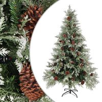 vidaXL Weihnachtsbaum mit Zapfen Grün und Weiß 120 cm PVC & PE