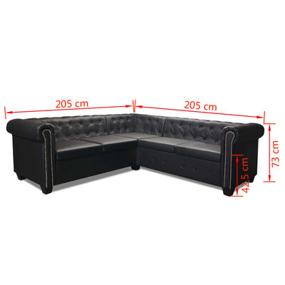 vidaXL Chesterfield-Ecksofa 5-Sitzer Kunstleder Schwarz