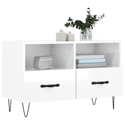 vidaXL TV-Schrank Hochglanz-Weiß 80x36x50 cm Holzwerkstoff