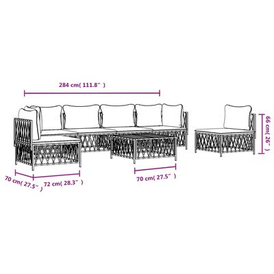 vidaXL 7-tlg. Garten-Lounge-Set mit Kissen Weiß Stahl