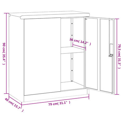 vidaXL Aktenschrank Weiß 79x40x90 cm Stahl