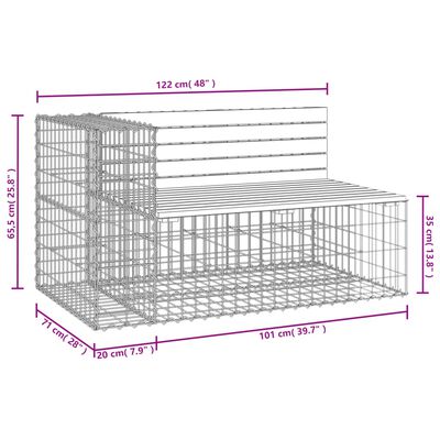 vidaXL Gartenbank aus Gabionen 122x71x65,5 cm Massivholz Douglasie