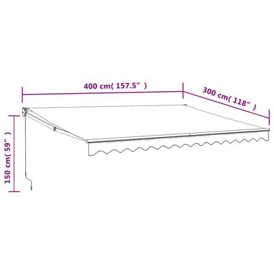 vidaXL Markise Einziehbar Gelb und Weiß 4x3 m Stoff und Aluminium