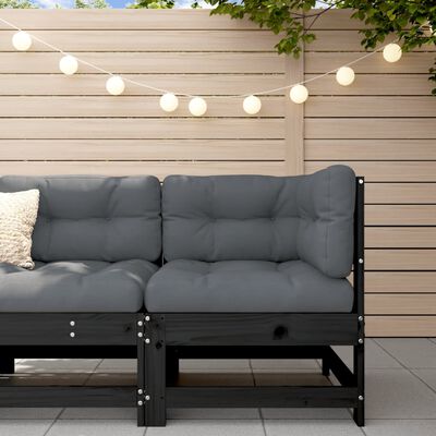 vidaXL Garten-Ecksofa Schwarz Massivholz Kiefer