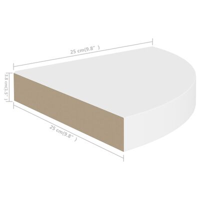 vidaXL Eck-Schweberegale 4 Stk. Weiß 25x25x3,8 cm MDF