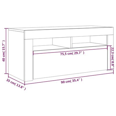 vidaXL TV-Schrank mit LED-Leuchten Räuchereiche 90x35x40 cm