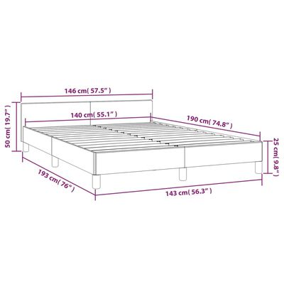 vidaXL Bettgestell mit Kopfteil Grau 140x190 cm Kunstleder