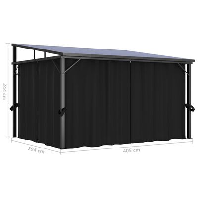 vidaXL Pavillon mit Vorhängen 405x294x244 cm Anthrazit