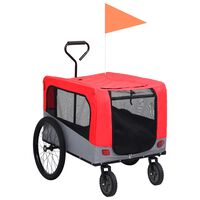 vidaXL 2-in-1 Fahrradanhänger für Hunde und Buggy Rot und Grau