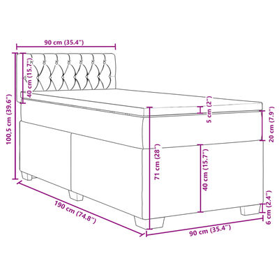 vidaXL Boxspringbett mit Matratze Rosa 90x190 cm Samt