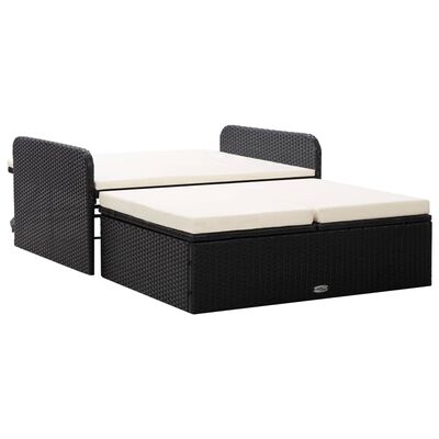 vidaXL 2-tlg. Garten-Lounge-Set mit Auflagen Poly Rattan Schwarz