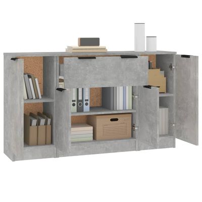 vidaXL Sideboards 3 Stk. Betongrau Holzwerkstoff