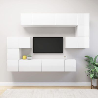 vidaXL 10-tlg. TV-Schrank-Set Weiß Holzwerkstoff