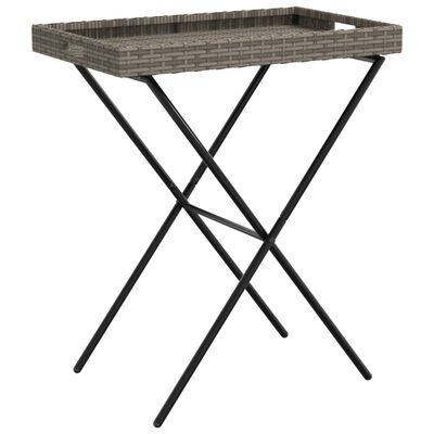 vidaXL Tabletttisch Klappbar Grau 65x40x75 cm Poly Rattan