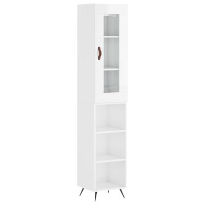 vidaXL Highboard Hochglanz-Weiß 34,5x34x180 cm Holzwerkstoff