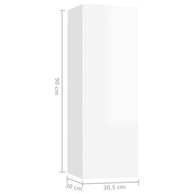 vidaXL 6-tlg. TV-Schrank-Set Hochglanz-Weiß Holzwerkstoff