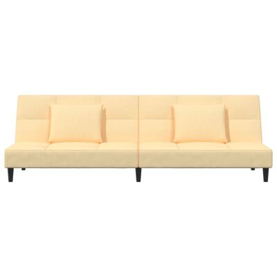 vidaXL Schlafsofa 2-Sitzer mit 2 Kissen Creme Samt