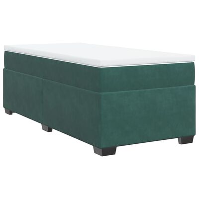 vidaXL Boxspringbett mit Matratze Dunkelgrün 90x190 cm Samt