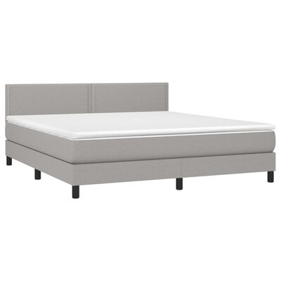 vidaXL Boxspringbett mit Matratze Hellgrau 160x200 cm Stoff