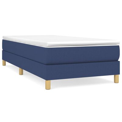 vidaXL Boxspringbett mit Matratze Blau 90x200 cm Stoff