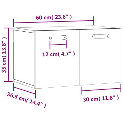 vidaXL Wandschrank Sonoma-Eiche 60x36,5x35 cm Holzwerkstoff