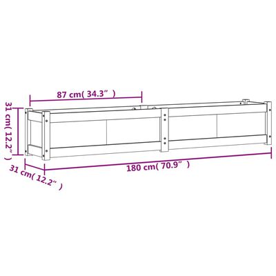 vidaXL Pflanzkübel Wachsbraun 180x31x31 cm Massivholz Kiefer