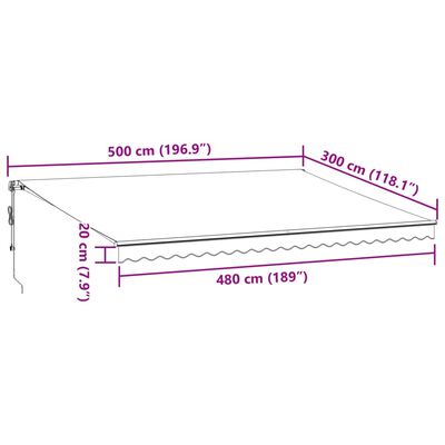 vidaXL Markise Automatisch mit LEDs Anthrazit & Weiß 500x300 cm