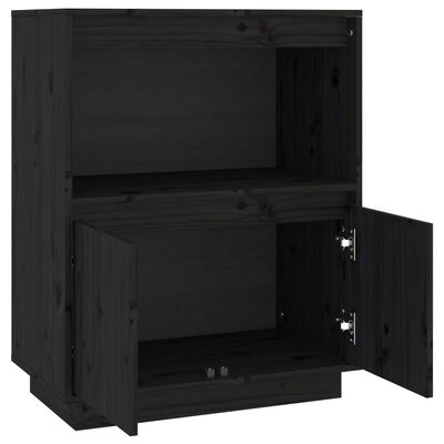 vidaXL Sideboard Schwarz 60x34x75 cm Massivholz Kiefer