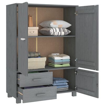 vidaXL Kleiderschrank HAMAR Dunkelgrau 99x45x137 cm Massivholz Kiefer