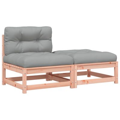 vidaXL Gartensofa ohne Armlehnen mit Kissen und Hocker