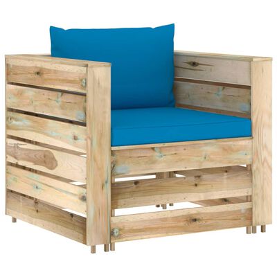 vidaXL 2-tlg. Garten-Lounge-Set mit Kissen Grün Imprägniertes Holz