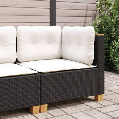 vidaXL Garten-Ecksofas mit Kissen 2 Stk. Schwarz Poly Rattan