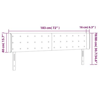 vidaXL Kopfteil mit Ohren Schwarz 183x16x78/88 cm Kunstleder