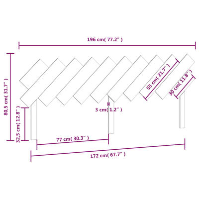 vidaXL Bett-Kopfteil Honigbraun 196x3x80,5 cm Massivholz Kiefer