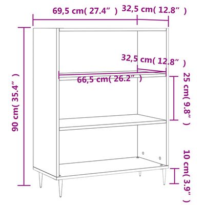 vidaXL Bücherregal Weiß 69,5x32,5x90 cm Holzwerkstoff