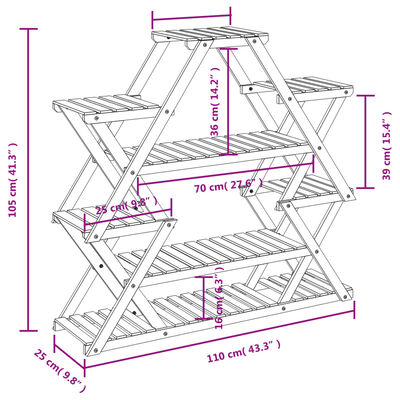 vidaXL Blumenständer 110x25x105 cm Massivholz Tanne