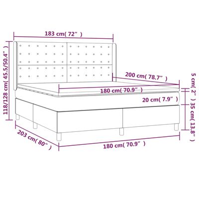 vidaXL Boxspringbett Matratze Cappuccino-Braun 180x200 cm Kunstleder