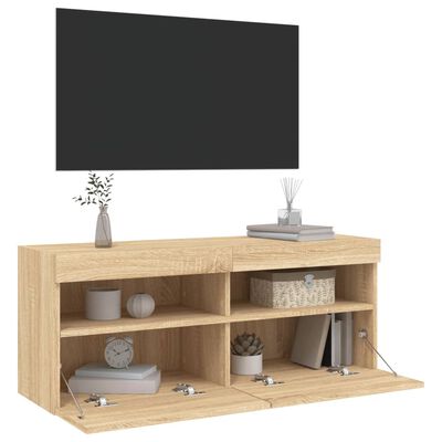 vidaXL TV-Wandschrank mit LED-Leuchten Sonoma-Eiche 100x30x40 cm