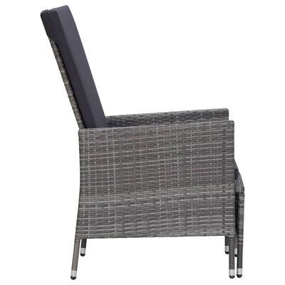 vidaXL 3-tlg. Garten-Lounge-Set mit Kissen Poly Rattan Grau