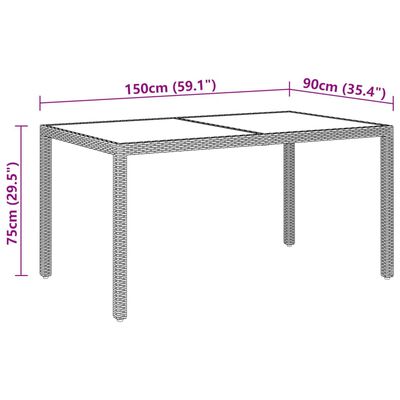 vidaXL 7-tlg. Garten-Essgruppe Poly Rattan und Hartglas Schwarz