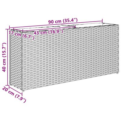 vidaXL Pflanzkübel mit 2 Töpfen 2 Stk. Braun 90x20x40 cm Poly Rattan