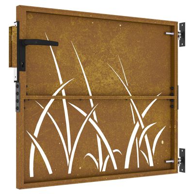 vidaXL Gartentor 85x75 cm Cortenstahl Gras-Design