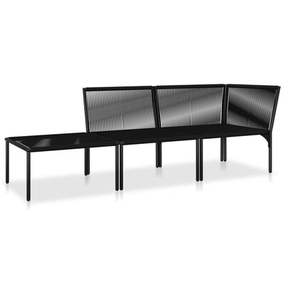 vidaXL 3-tlg. Garten-Lounge-Set mit Auflagen Schwarz PVC