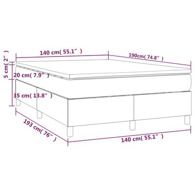 vidaXL Boxspringbett mit Matratze Dunkelgrau 140x190 cm Stoff