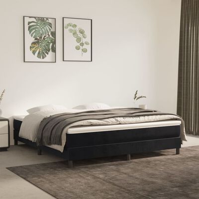 vidaXL Boxspringbett mit Matratze Schwarz 160x200 cm Samt