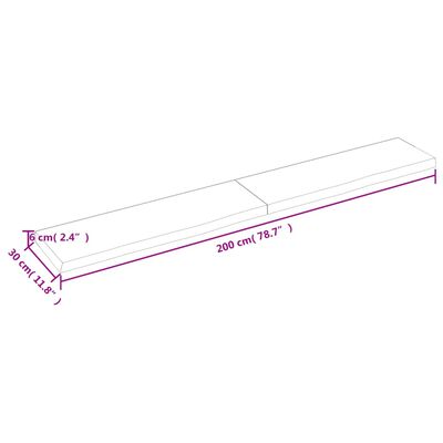 vidaXL Wandregal 200x30x(2-6) cm Massivholz Eiche Unbehandelt