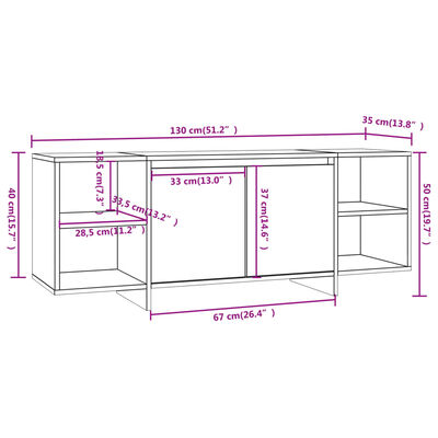 vidaXL TV-Schrank Betongrau 130x35x50 cm Holzwerkstoff