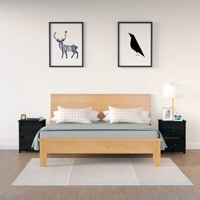 vidaXL Nachttische 2 Stk. Schwarz 50x35x61,5 cm Massivholz Kiefer