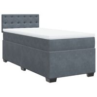 vidaXL Boxspringbett mit Matratze Dunkelgrau 90x190 cm Samt